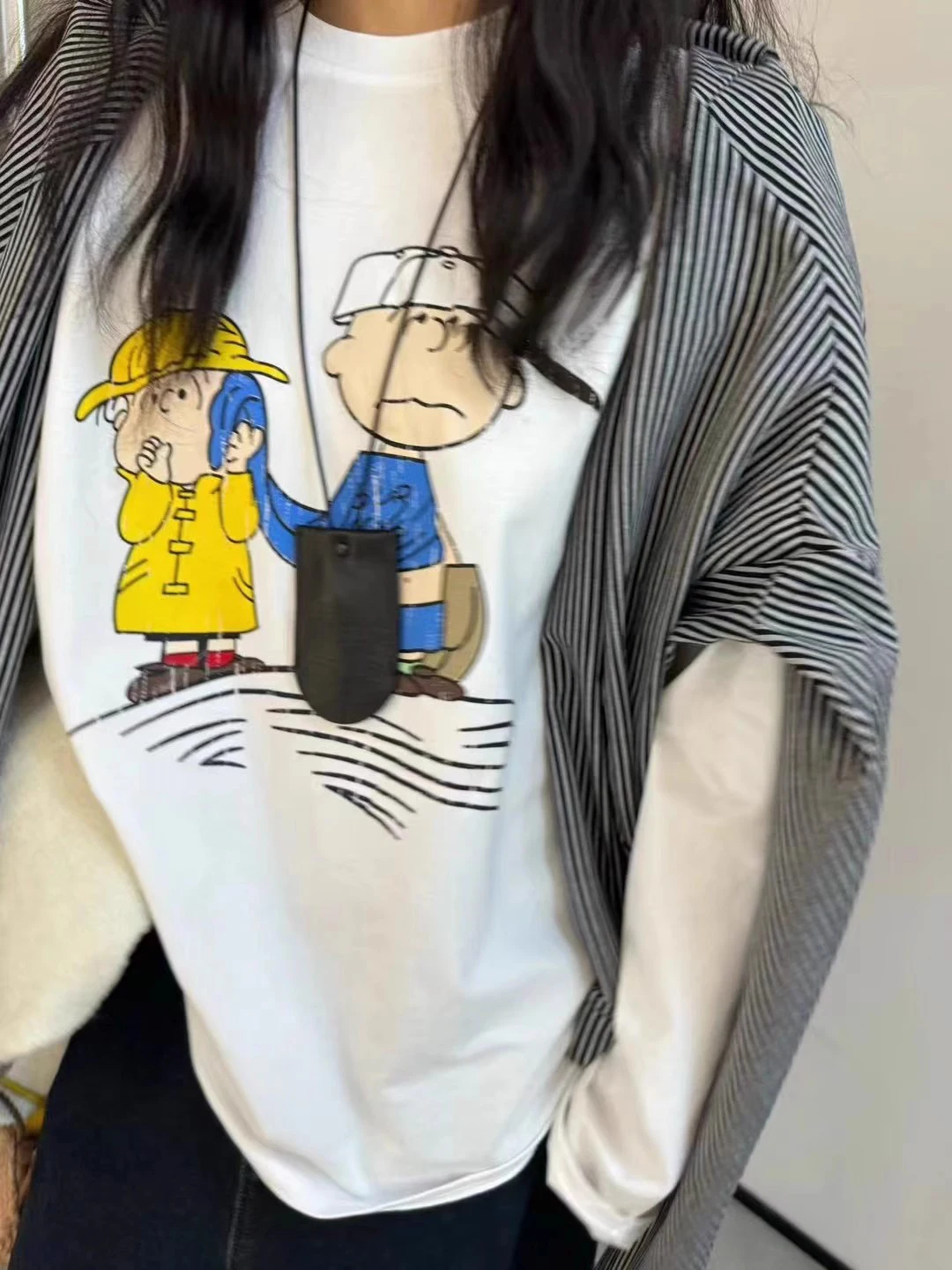 Южная Корея Dongdaemun 2024 осенняя новая свободная универсальная возрастная рубашка с