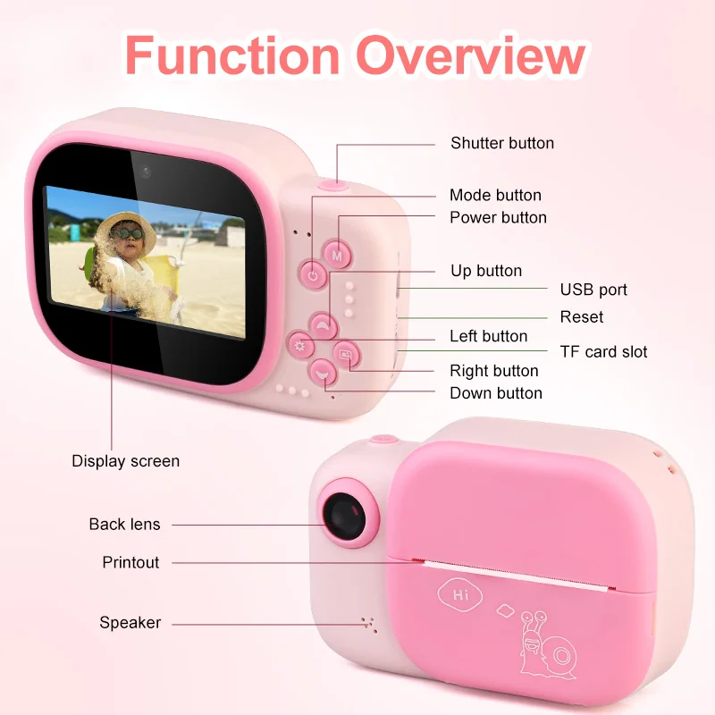 Children Instant Print Camera Thermal Printing Dual Cameras 1080P Digital Video Photo Cam Kid DIY Educational Toys Birthday Gift |