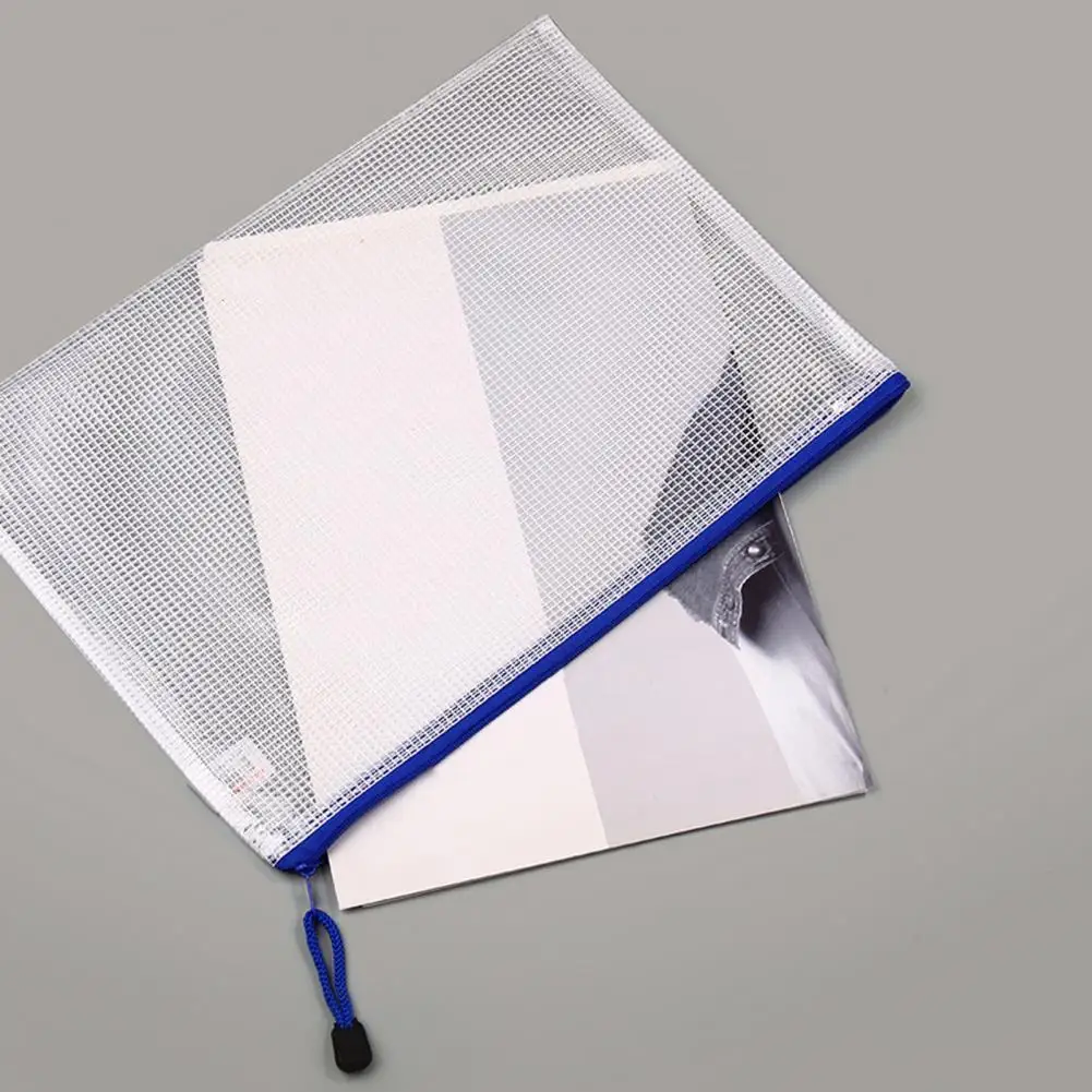 

Fashionable File Organizer Reusable Transparent Easy to Carry A4 File Folder Students Test Paper Mesh Pouch File Bag Keep Tidy
