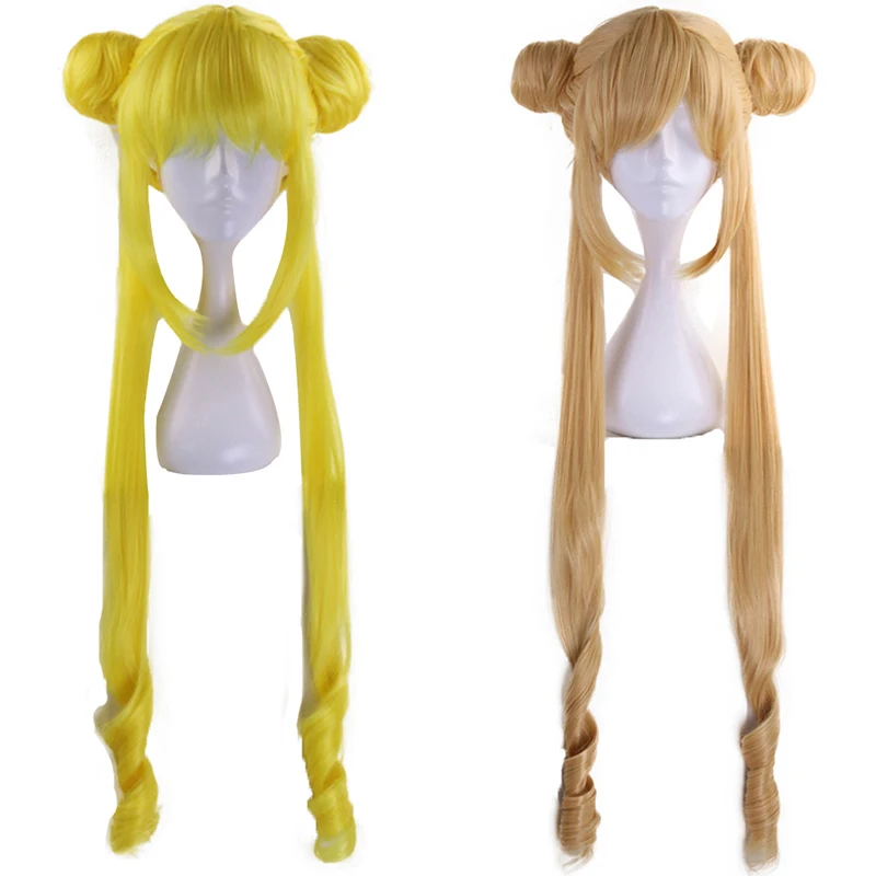 

Tsukino Usagi Wigs Long Mixed Blonde And Lemon Yellow Heat Resistant Synthetic Hair Cosplay Wig + Cap