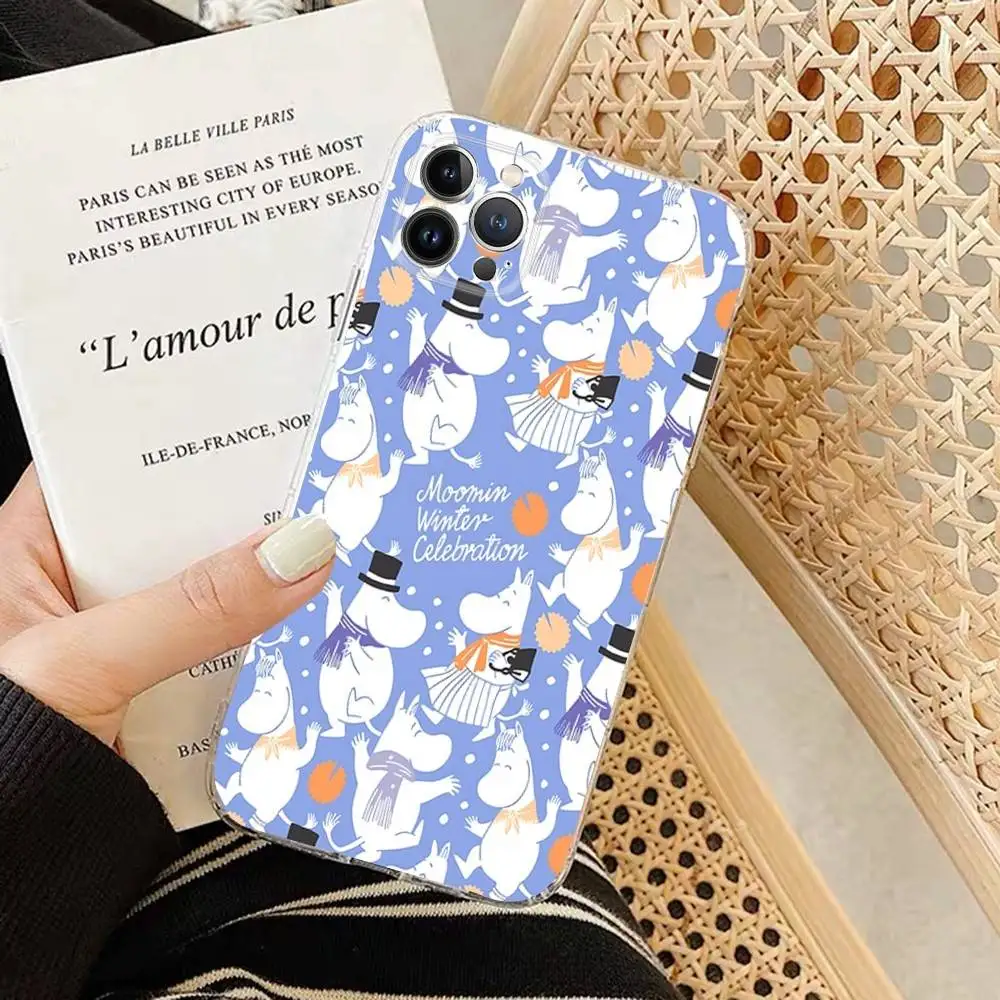 Фото Прозрачный мягкий чехол для телефона с изображением аниме M-Moomins для IPhone 15, 12, 14, 16, 17, 13 Plus 11 Pro Max 13 Pro №2