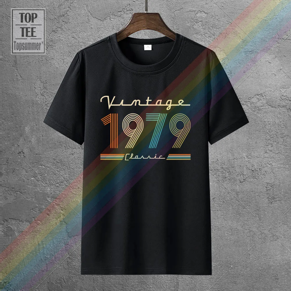 

Vintage 1979 Fun 42Nd Birthday Gift Tshirts Emo Punk Tee-Shirt Rock Hippie Men'S Elegant Streetwear T Shirt Goth Gothic T Shirts