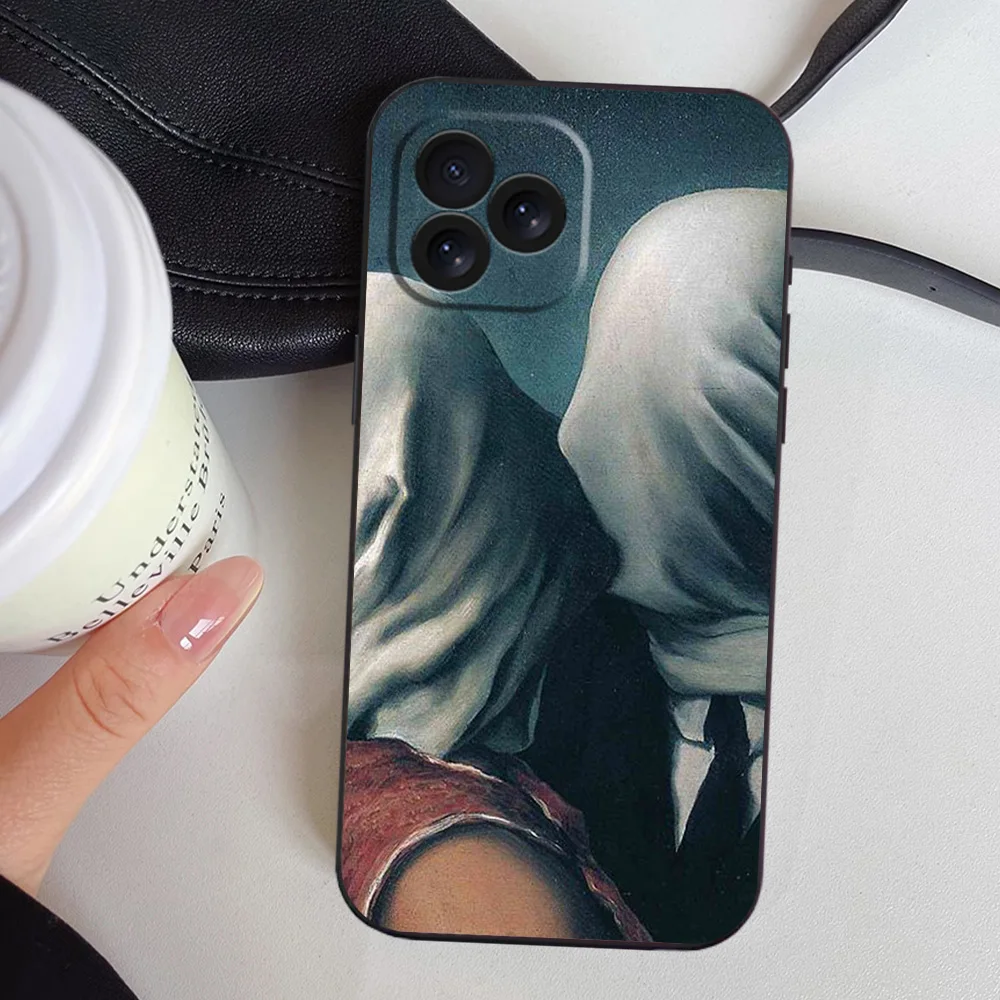 R-Rene M-MagritteS Art Phone Case for iPhone 12 11 13 14 15 16 Max Pro Plus Black Soft Silicone Cover