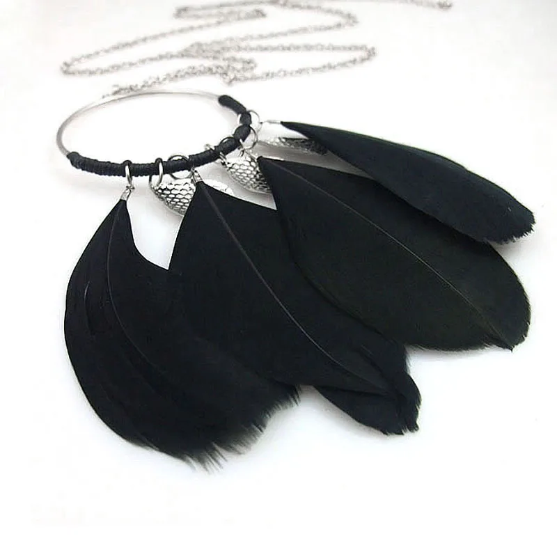 Женское ожерелье JEWEPLAIT с перьями и листьями