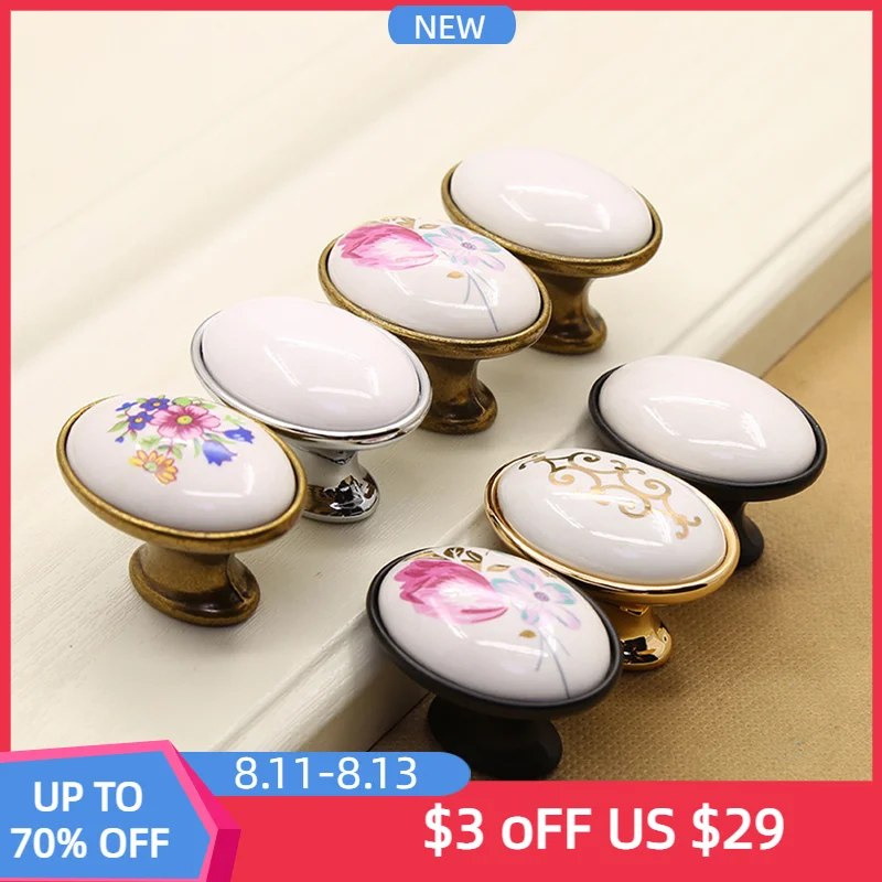 

TFAAI антикварные керамические цветочные ручки окрашенные искусственные ручки для ванной