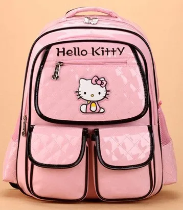 Primary School Student Schoolbag PU Leather Schoolbag Kitty Girls Lightweight Backpack Schoolbag Grade 1-3-6 Disposable Fashion