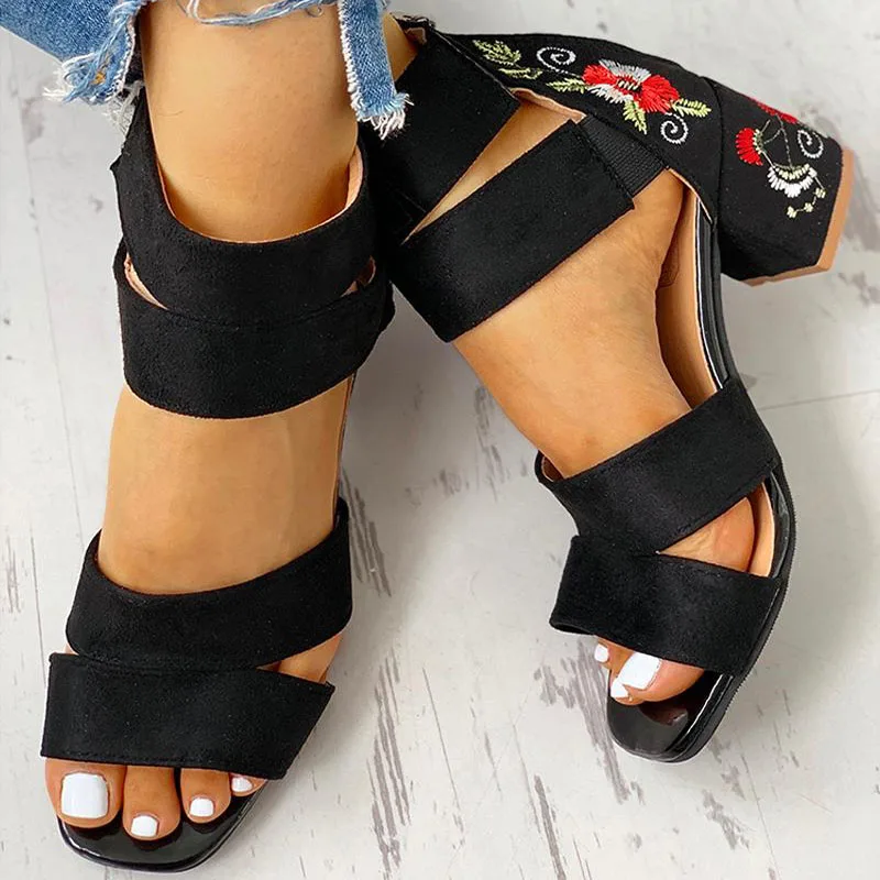 Woman Pumps High Heels Elastic Band Zipper Rubber Open Toe Embroider Dancing Party Wedding Women's Shoes Zapatos Mujer