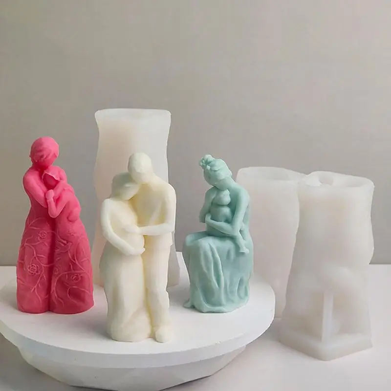 

Mom Daughter Silicone Mold 3D Silicone Figurine Mother Daughter Candle Mold Mold For Resin Plaster Aromatherapy Soap Cake Decor