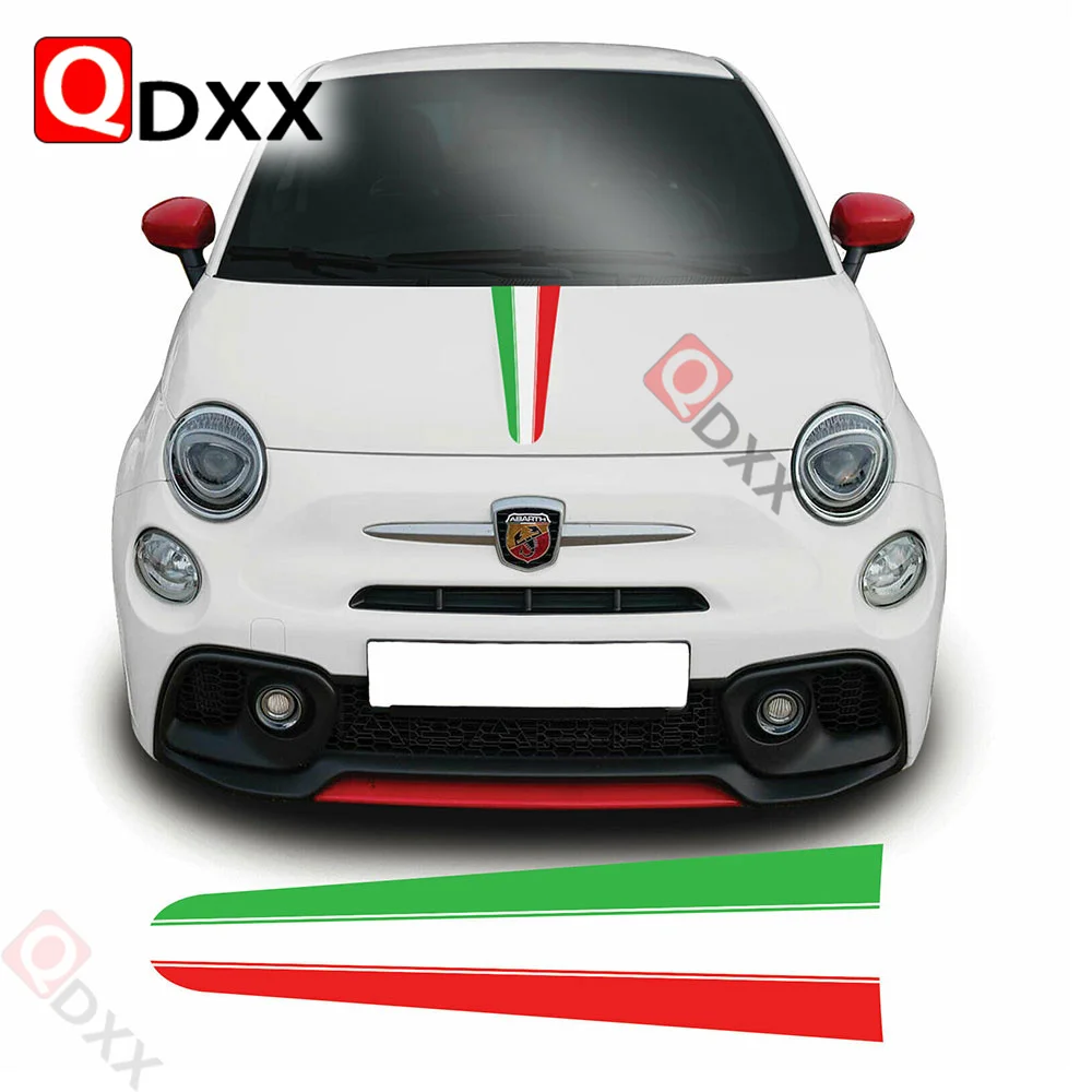 

Автомобильная наклейка на капот, итальянский флаг, полоса на капот для Fiat 500 595, Abarth, Виниловая наклейка