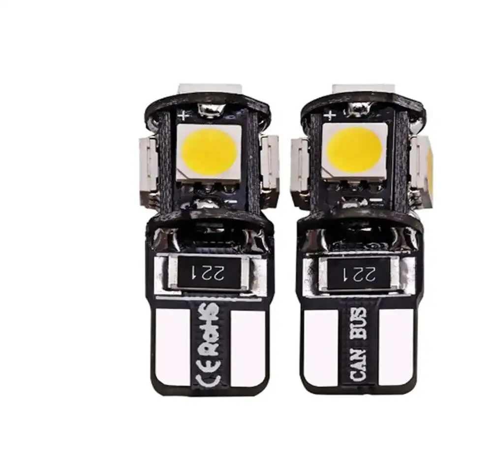 

10 Шт. T10 W5W Canbus 12V 5SMD 5000K Белые Внутренние Лампы Для Чтения, Боковые Габаритные Огни