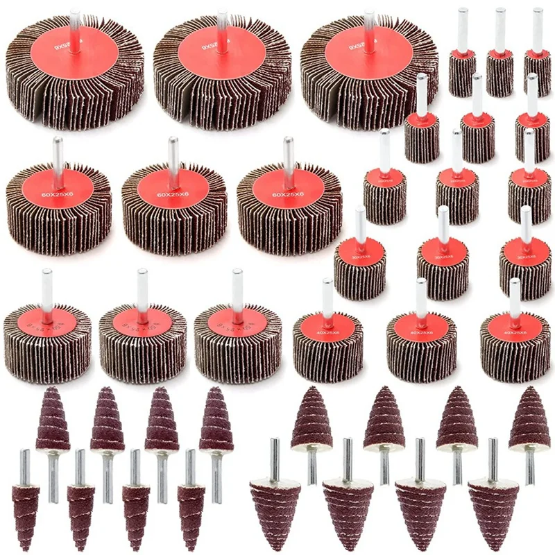 

Abrasive Flap Wheel Sander 40Pack 1/4Inch 80 Grit Diameter Flap Wheel Aluminum Oxide For Die Grinder Sanding 12 Sizes