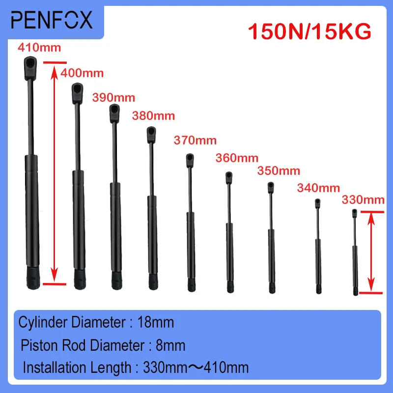 

1 шт. 330 мм-410 мм 15 кг/150N автомобильный гидравлический подъемник, газовая стойка, гидравлическая пружинная петля, петля для кухонного шкафа, мебельная фурнитура