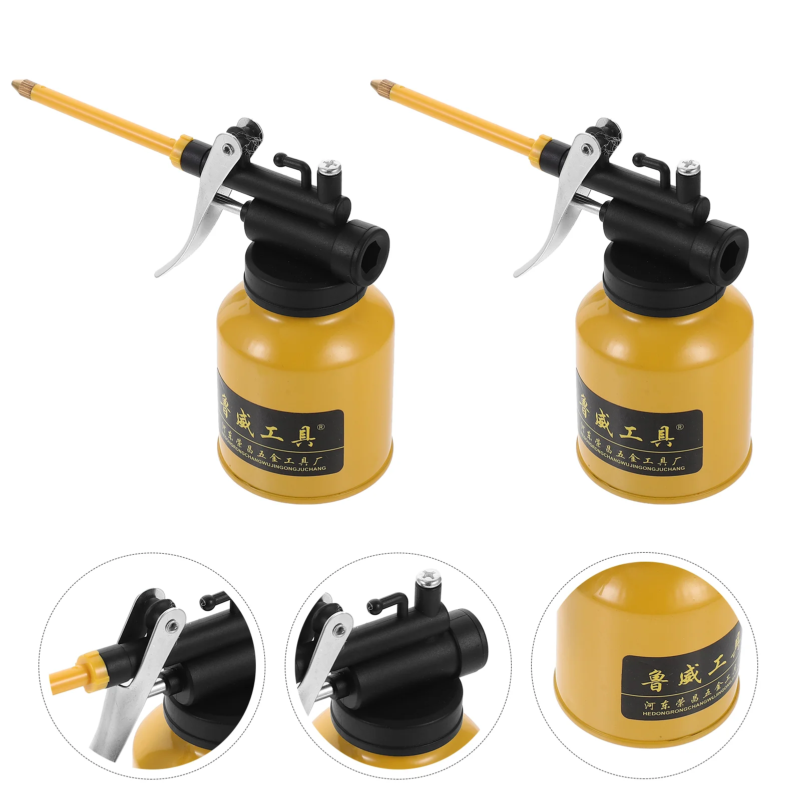

2Pcs Industrial Pump Oiler Metal Oil Pump Can High Pressure Squeeze Oil Filling Pot with Spout for Oil Systems Storage 250ml (