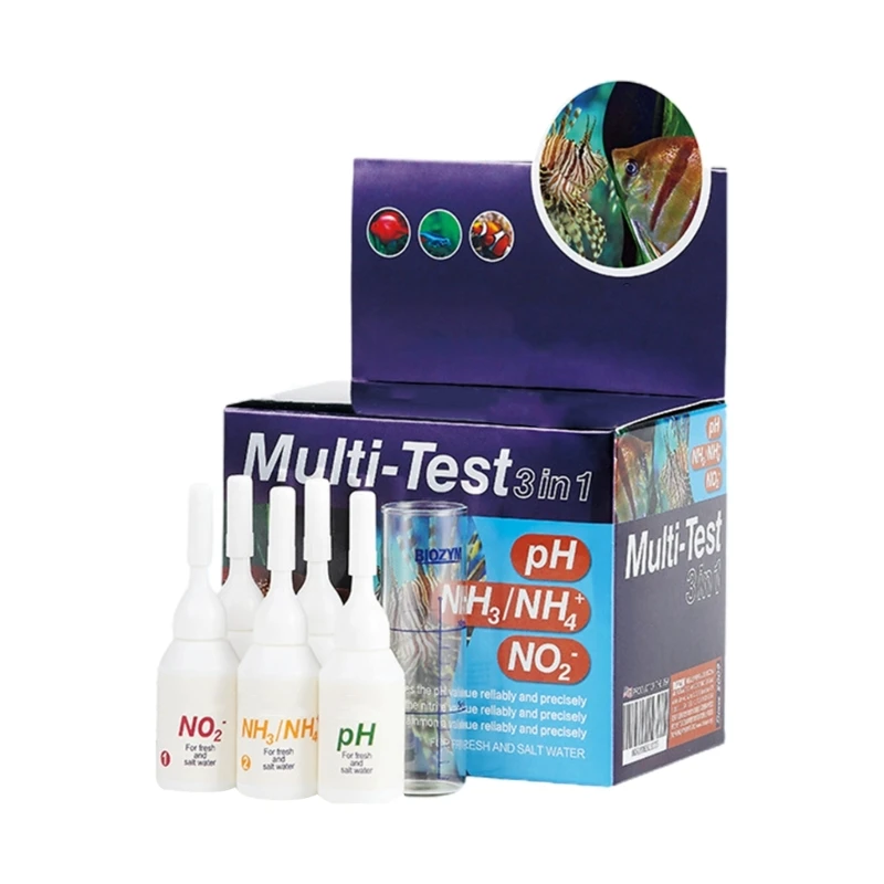 

Nitrites Test Kits NO2/NH3/NH4, PH 3-in-1 Test Solution for Freshwater and Saltwater Aquarium Fish Tanks Pool Water