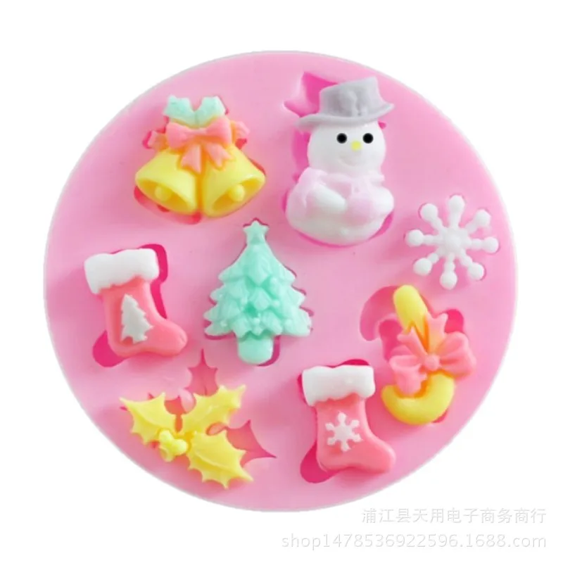 

Small Snowman Snowflake Xmas Party Cake Mold Christmas Fondant Silicone Mold Handmade Soap Decoration