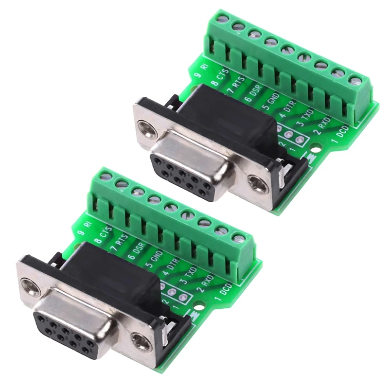 

2X DB9 RS232 переходник с последовательной клеммой «Мама», коммутационная плата, черный + зеленый