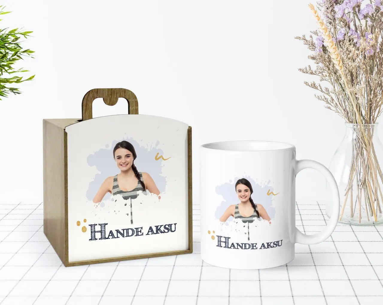 

Сделанный на заказ в деревянной коробке фото белая кружка Bardak-1