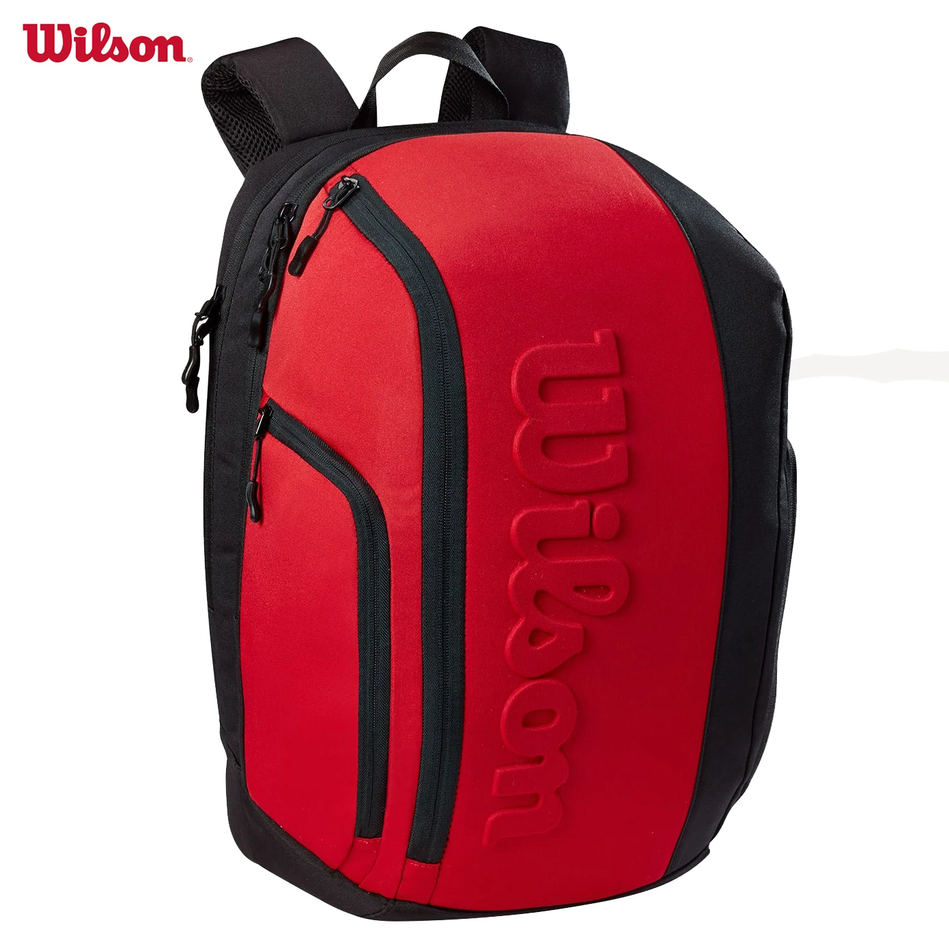 Wilson Super Tour Embossed Design PU Tennis Backpack for 2 Rackets PET Tennis Bag Wtih Padded Compartment Clash V2 Red WR8016601