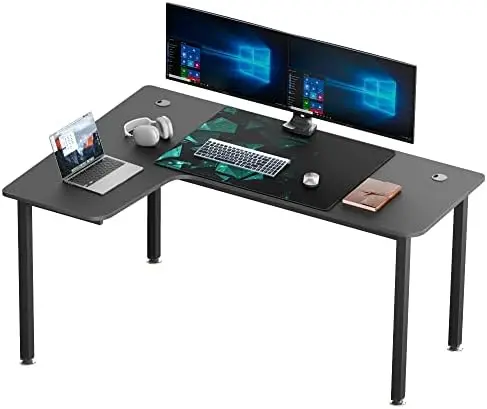 

Игровой стол в форме, 61-дюймовый угловой компьютерный стол, современный офисный письменный стол, игровой стол для дома с ковриком для мыши и кабелем, Whi