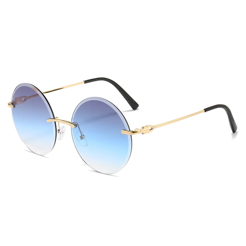 

Женские круглые солнцезащитные очки без оправы, брендовые дизайнерские очки с градиентными линзами UV400, 2022