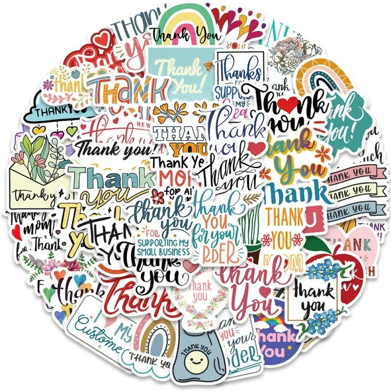 

50pcs Inspirational Stickers,Thank You Stickers Pack, Waterproof Vinyl Positive Quote Stickers for Journaling Scrapbook Luggage