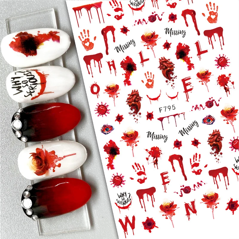 

3D наклейка для ногтей s Наклейка на заднюю панель s Хэллоуин темные наклейки для ногтевого дизайна наклейки для ногтей украшение для ногтево...