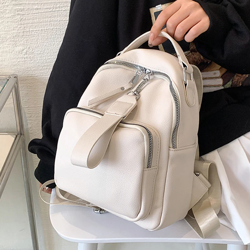 

High Quality Women's Soft Leather Backpack Luxury Designer Backpacks for School Teenagers Girls Cute Female Small Bagpack Brand