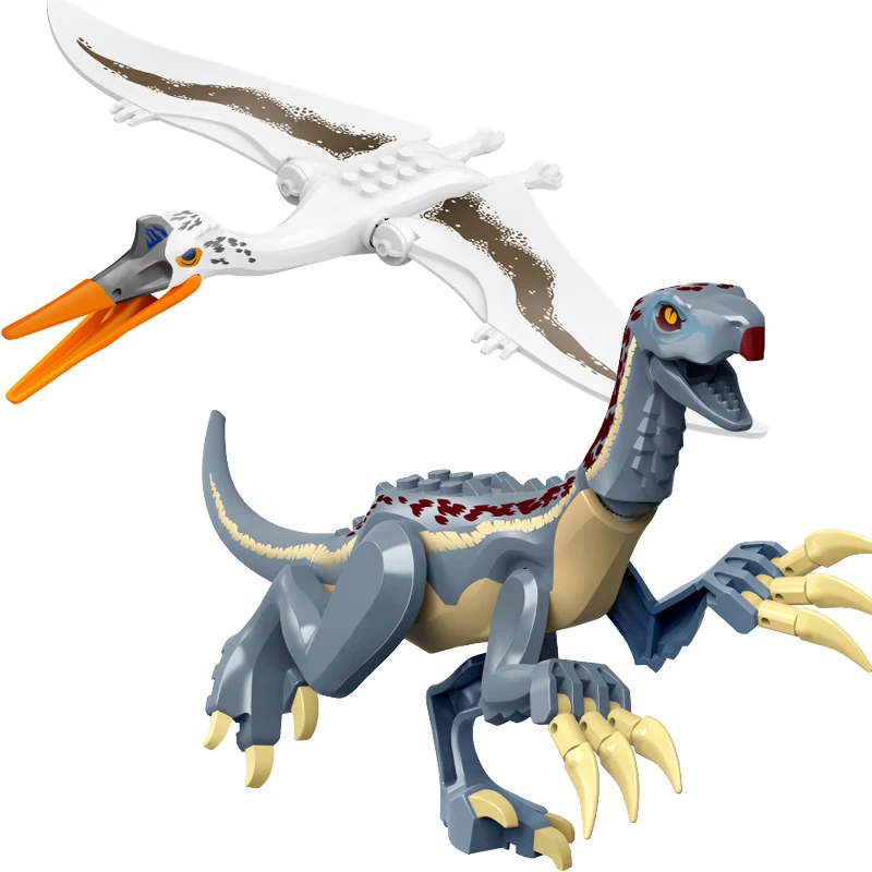 

NEW Jurassic Dino World 3 Dinosaurs Pterosauria Therizinosaurus DIY Building Blocks Bricks Dinosaurios Park Figures Toys Gifts