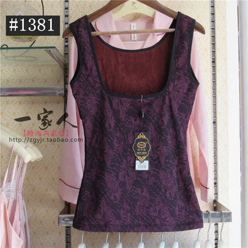 Autumn and Winter Thickened Fleece-lined Warm Vest Women Body Shaping Top Cold-Proof Bottoming Shirt Plus size Tight Push-up ...