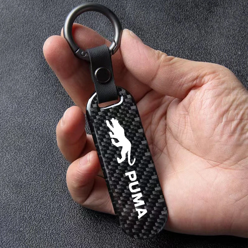 

For Ford PUMA Carbon Fiber Custom Car Styling Emblem Car Key Holder keychain accessories keyring
