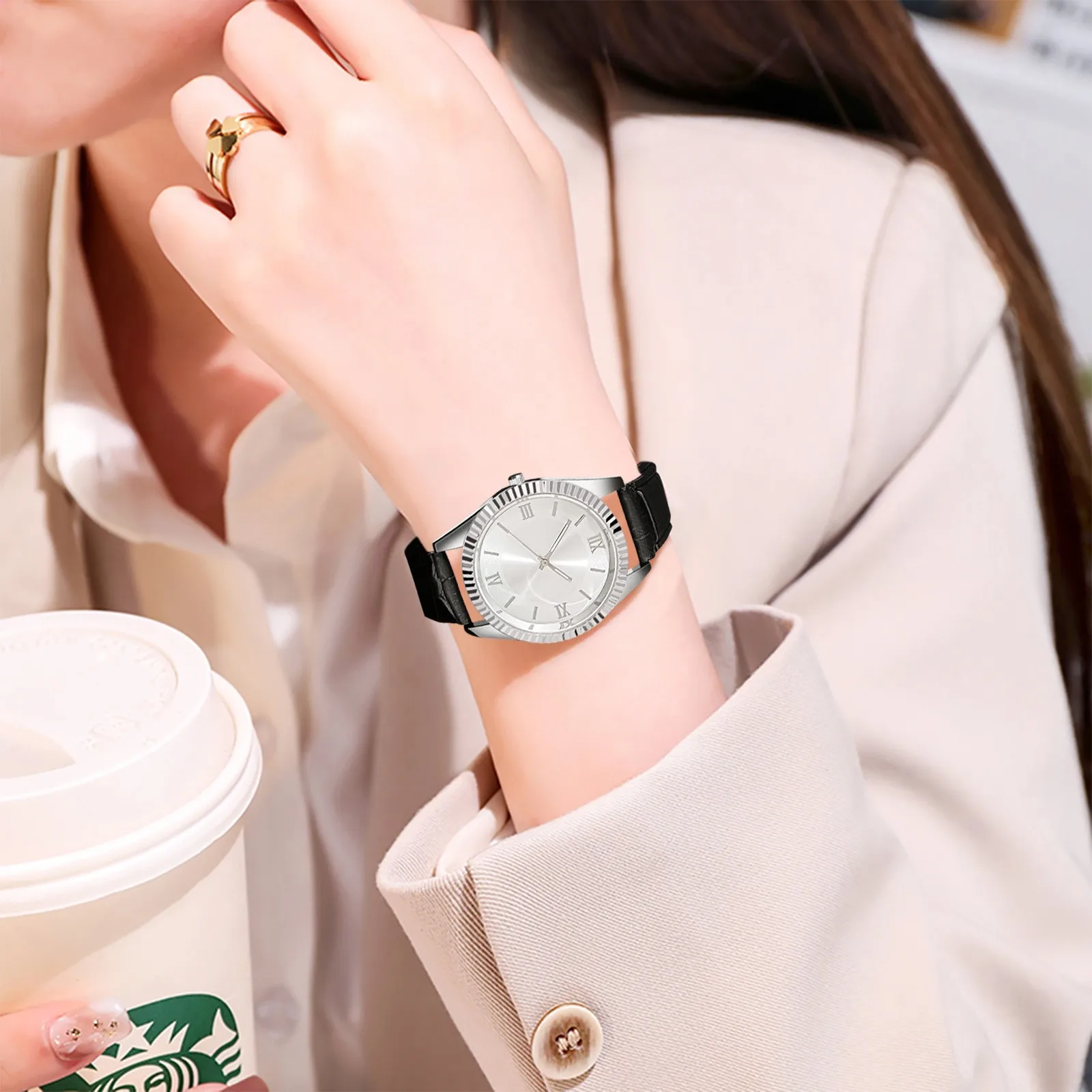 

Fashionable casual men style and leisurely strap watch three eye six stitches leisure fashion activity watch quartz watch