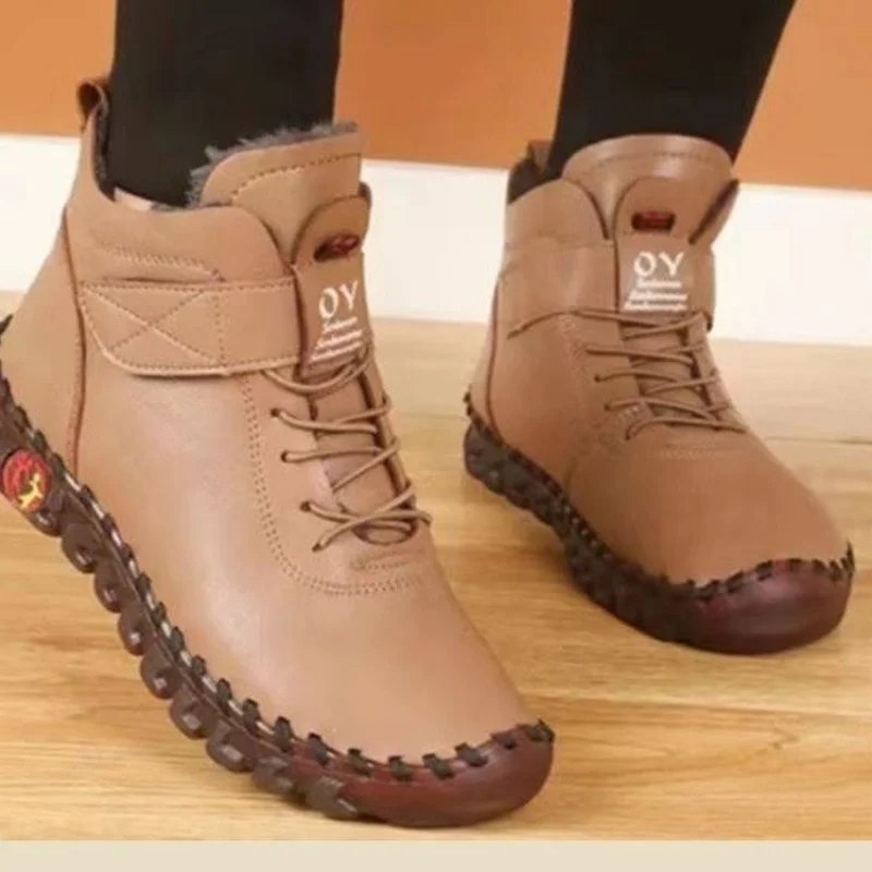 

2022 New Spring Women Platform Loafers Lace Up Casual Vulcanized Shoes Leather Slip-On Flats Shoe Fashion Breathable Women Shoes