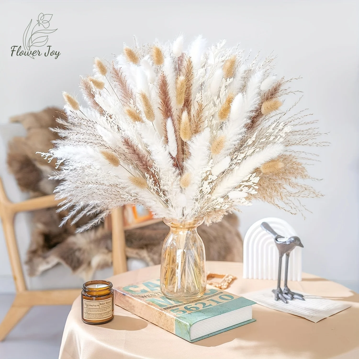 

Natural Dried Flowers Bouquet Pampas Grass for Boho Home Decor Bunny Tails Floral Arrangements Garden Party Wedding Decoration