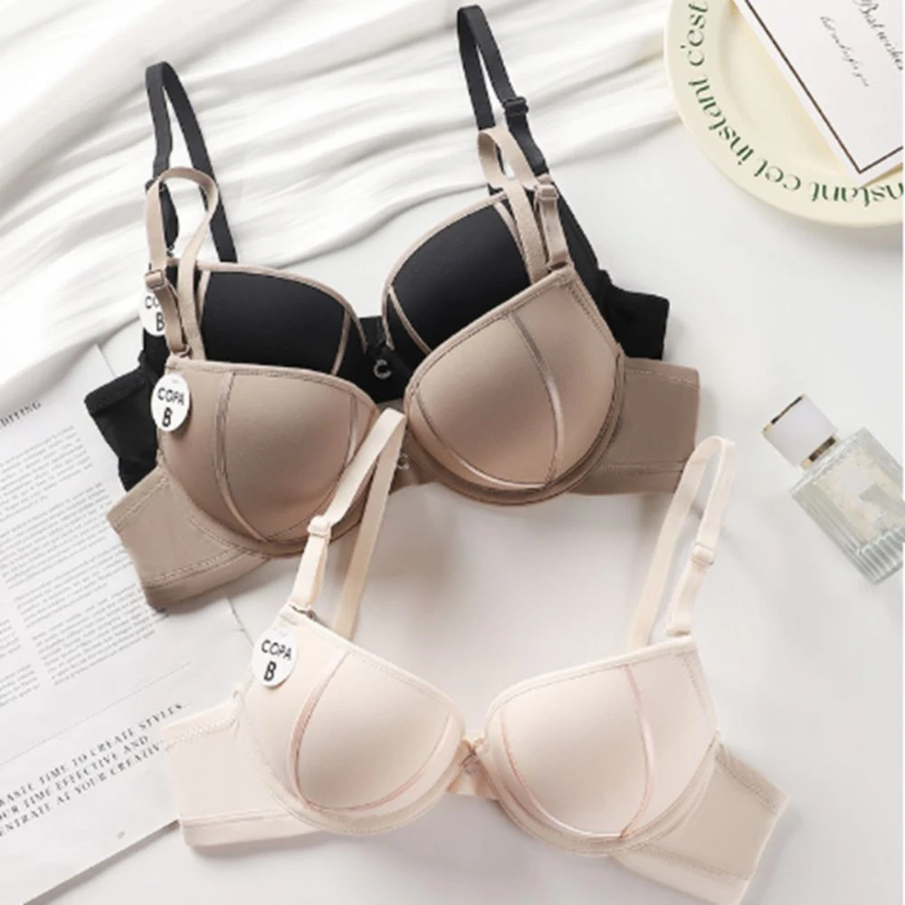 Мягкий бюстгальтер пуш-ап 3/4 чашки регулируемый с украшением из кристаллов