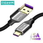 Кабель QGEEM usb-c, 5 А, для Huawei P20 Mate 20 Pro, Honor V10