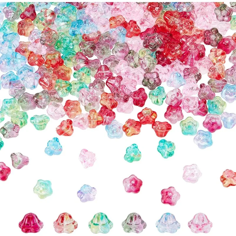 240 Шт. Коробка Стеклянные Бусины С Цветочным Принтом Пружинные Гальванические