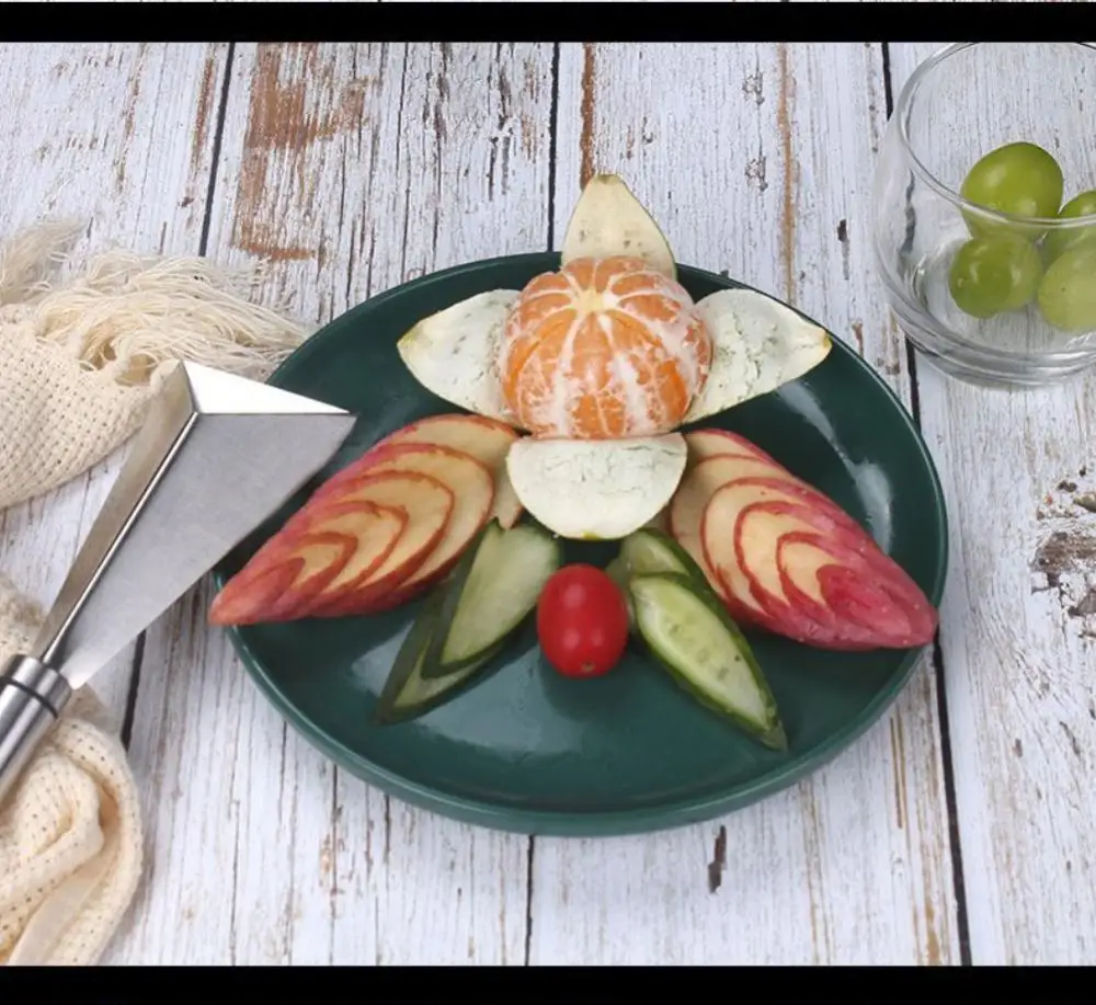 

1 Pc Triangle Fruit Carving Knife Household Stainless Steel Apple Pushing Knife Chef Fruit Platter Artifact Food Carving Mold