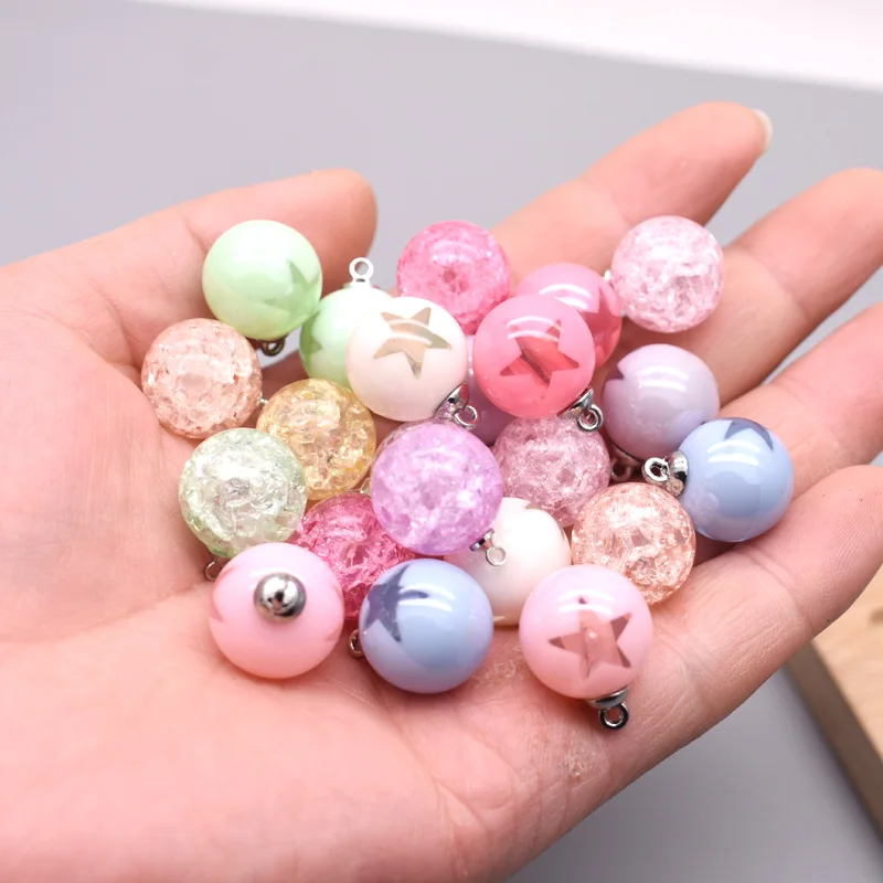 

10pcs 16mm Acrylic Five-pointed star Round Beads Charms Pendants For Jewelry Making Findings DIY Necklace Earringst Keychain