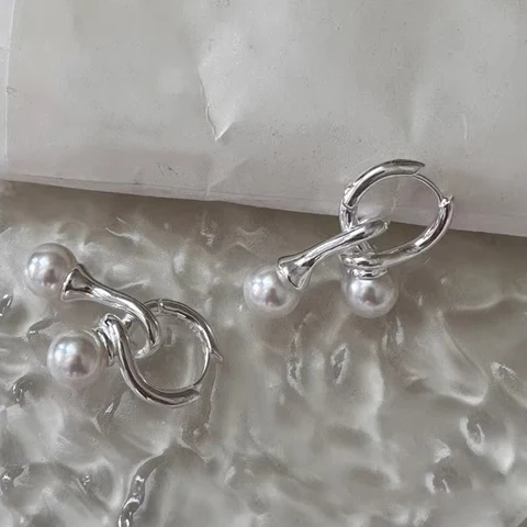 Foxanry Line завязанные жемчужные серьги-гвоздики для женщин и девочек, креативный дизайн, простой винтажный модный элегантный ювелирный подарок на годовщину