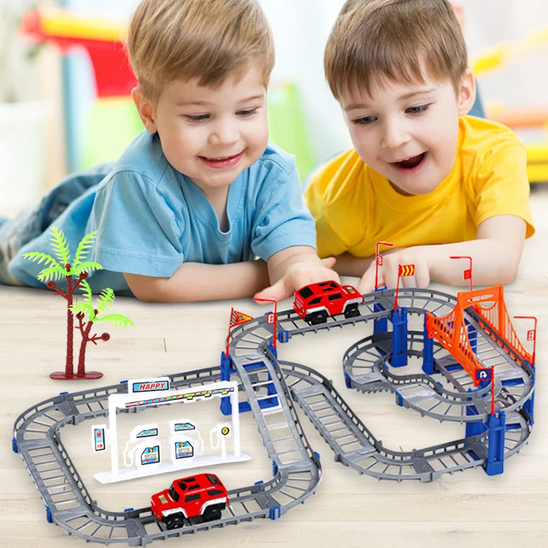 

DIY Multi-layered Assembling Track City Racing Rail Car Children Classic Mechanical Vehicle Adventure Slide Train Gift
