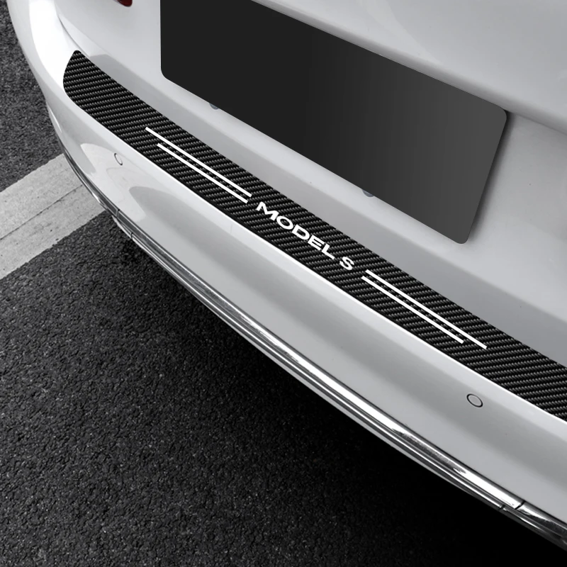 

1 Pcs/set Car Trunk Door Sill Protection Sticker Rear Bumper Guard Carbon Fiber Texture Anti-scratch Decals For Tesla Model S