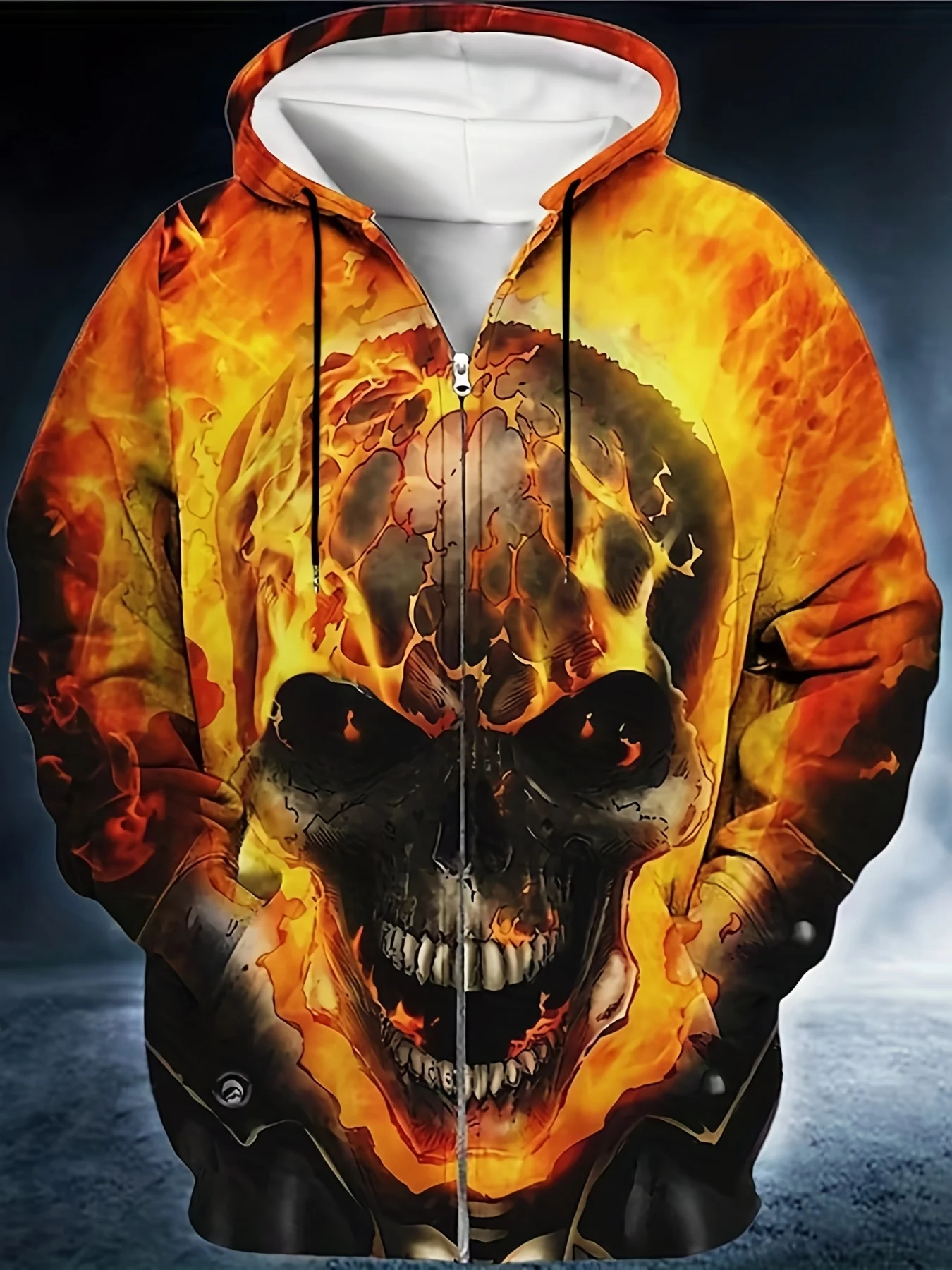 Мужская куртка с капюшоном на молнии 3D-принтом черепа