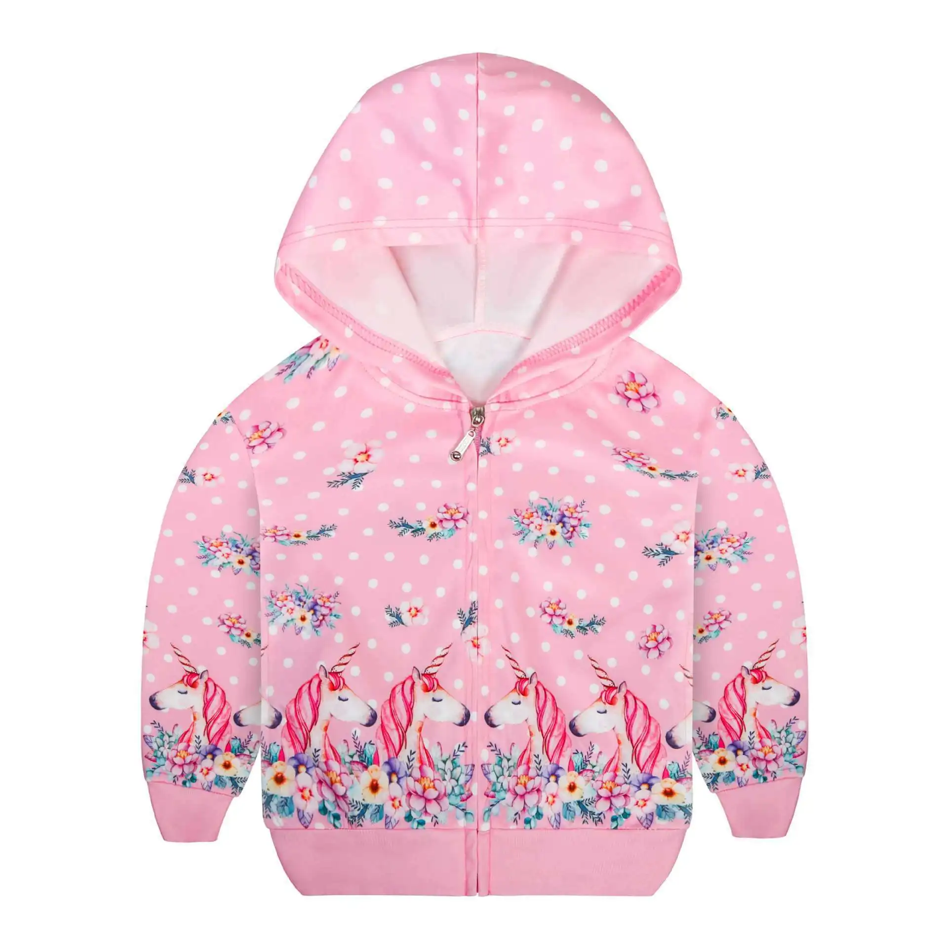 Детское хлопковое пальто для девочек с капюшоном и единорогом
