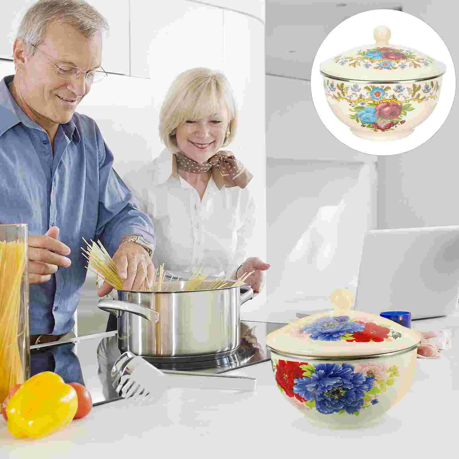 

Soup Bowls Lids Enamel Yuanbao Bowl Serving Tray Round Enamelware Mixing Bowl Ceramic Soup Bowl Cereal Bowl Salad Bowl