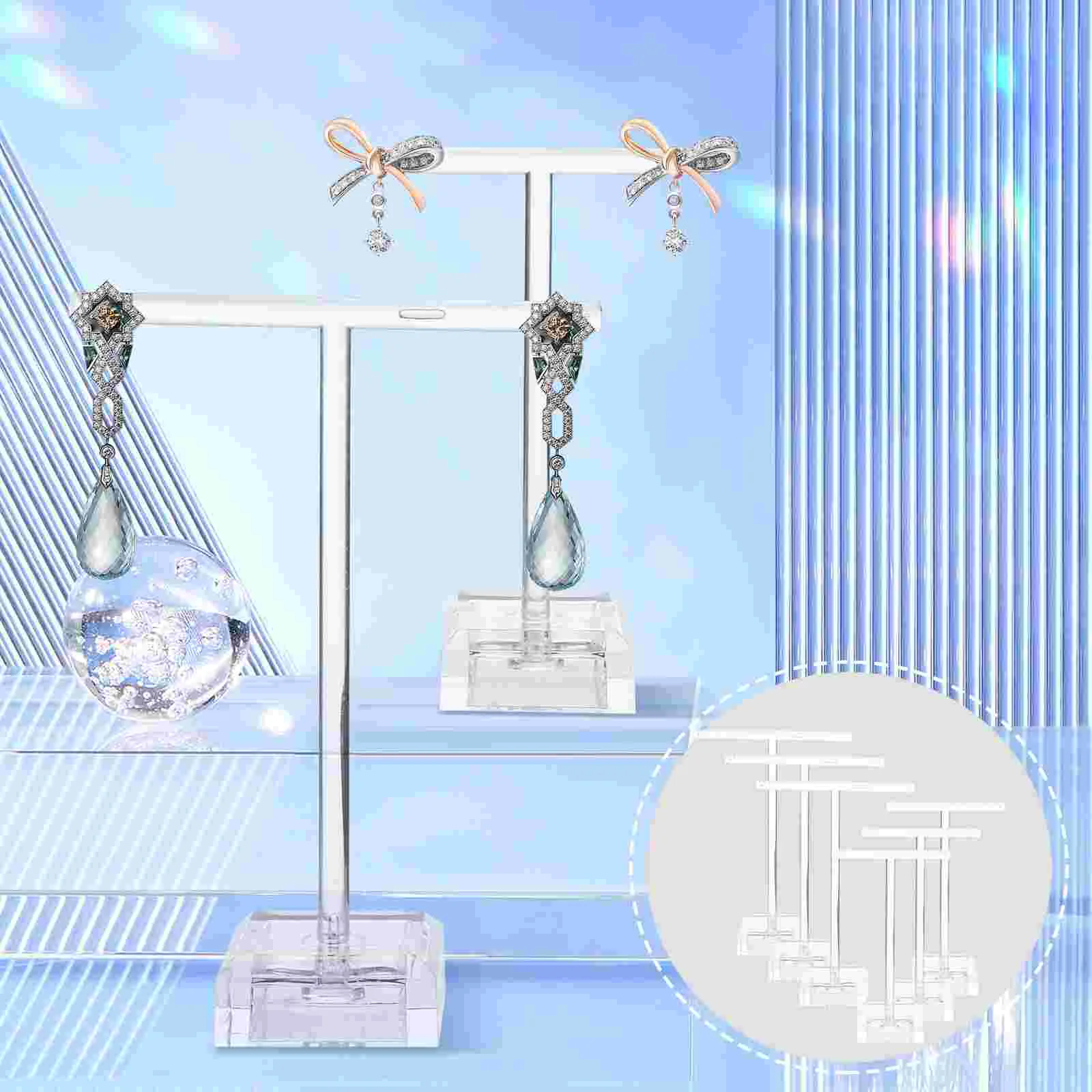 

6 Pcs Earring Display Stand Holder Women Rack T-frame Dangle Earrings Organizer Drop Acrylic Desktop Miss Shelf