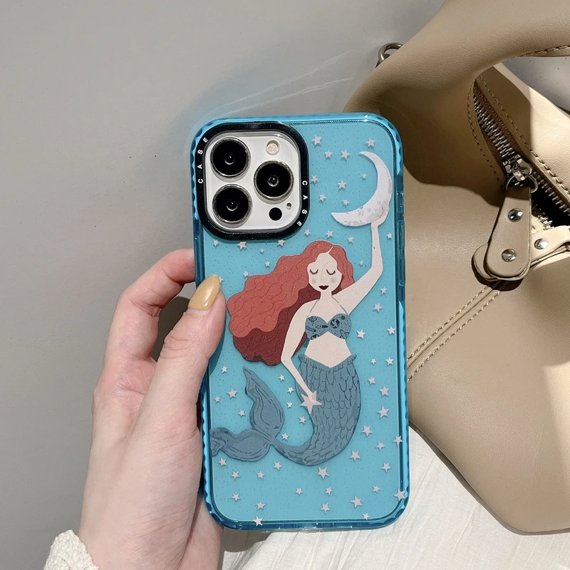 

Retro Art Painting Mermaid Princess Unicorn Phone Case For iPhone 11 12 13 Pro Xs Max Xr X 7 8 Puls SE 2 Cases Cute Soft Cover