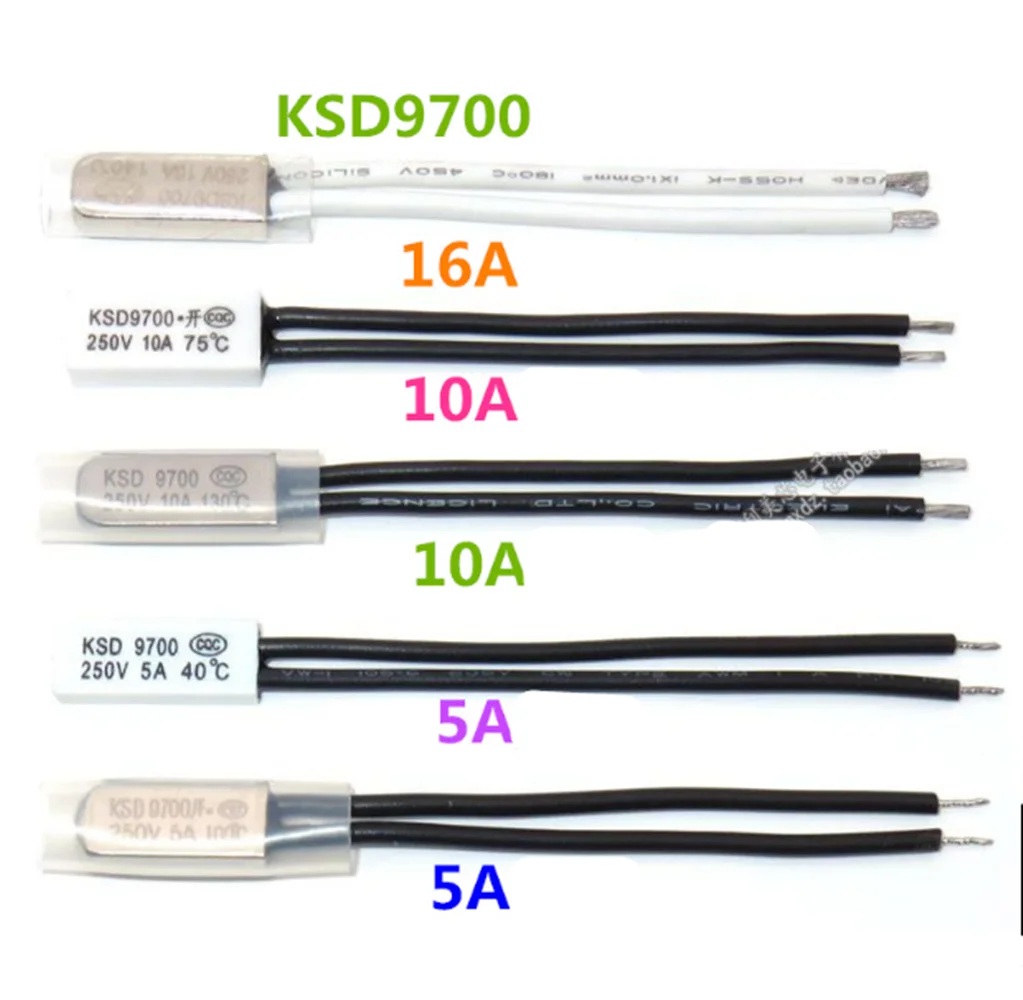 

Термостат KSD9700 керамический металлический, 5 А/10 а/16 А, 250 В, 10 шт.