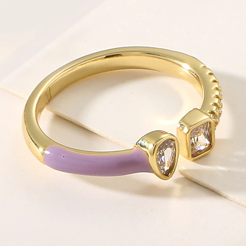 

New Copper Skinny Opening Engagement Rings for Women Girls Luxury Gold Color Geometric Rings Fashion Ring Jewelry Accessories