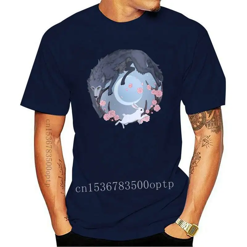 

Футболка Хлопковая мужская, с коротким рукавом, с изображением кроликов и волка