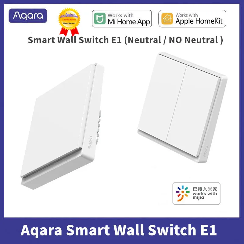 2022 New Aqara Smart Wall Switch E1 Zigbee 3.0 Wireless Light Switch Key No / With Neutral Fire Wire For Xiaomi Mi Home Homekit